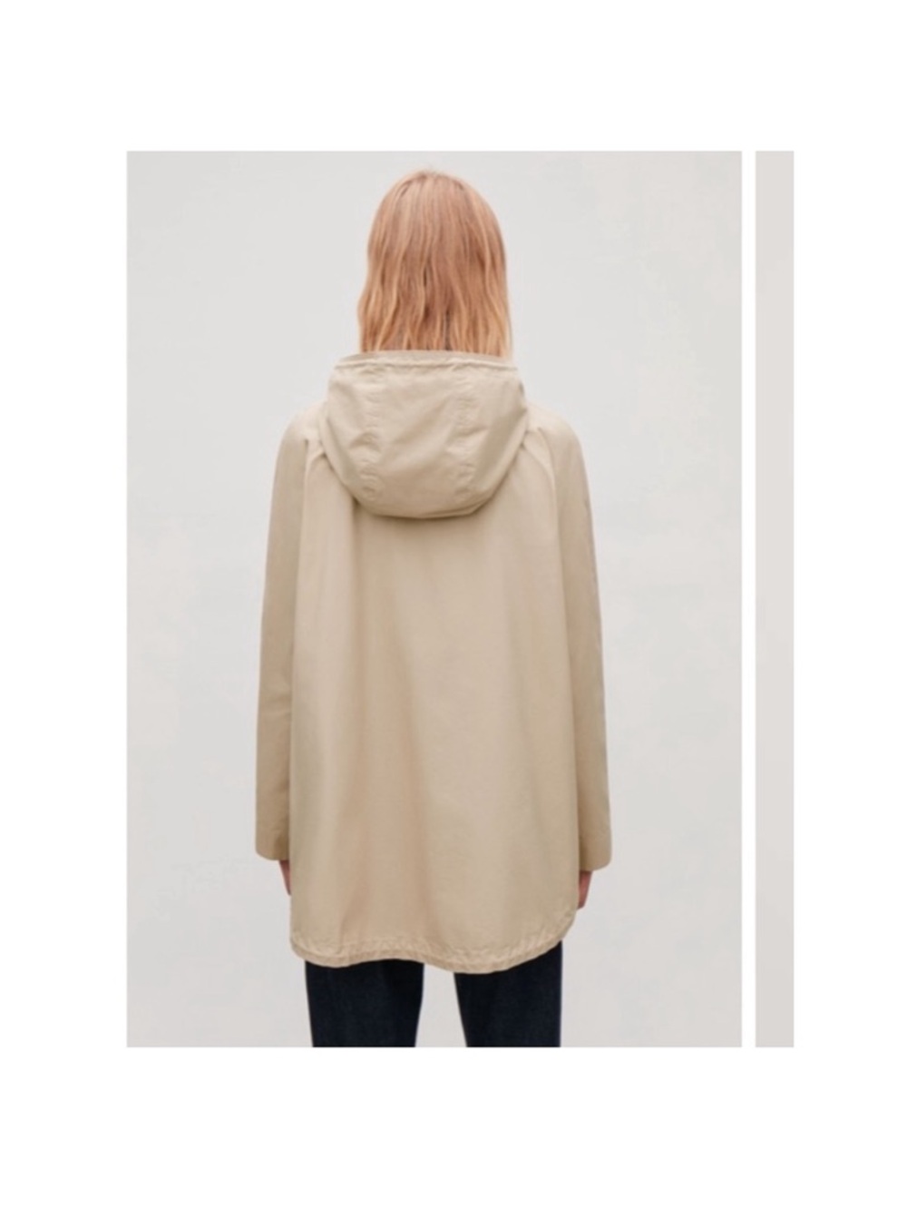 COS layered cotton parka with hood in oatmeal color with two pockets - Picture 2 of 10